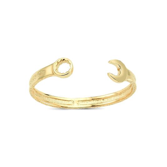 9ct Gold  Heavy Weight Carved Spanner Kids Baby Bangle Bracelet - JKB028