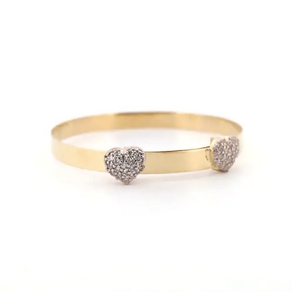 9ct Gold  CZ Love Hearts Expanding Baby Bangle Bracelet - JKB067