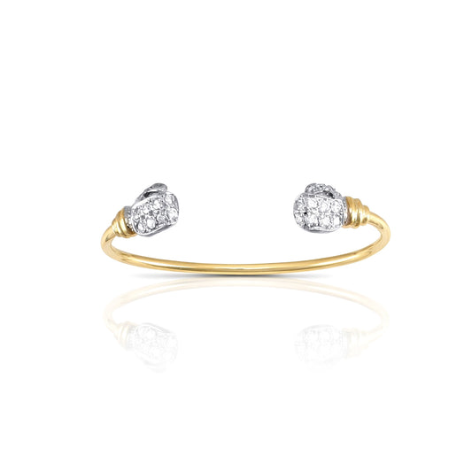 9ct 2-Colour Gold  CZ Boxing Glove Torque Baby Bangle Bracelet - JKB071