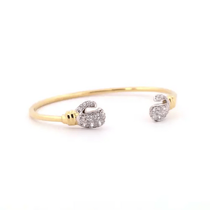 9ct 2-Colour Gold  CZ Boxing Glove Torque Baby Bangle Bracelet - JKB071
