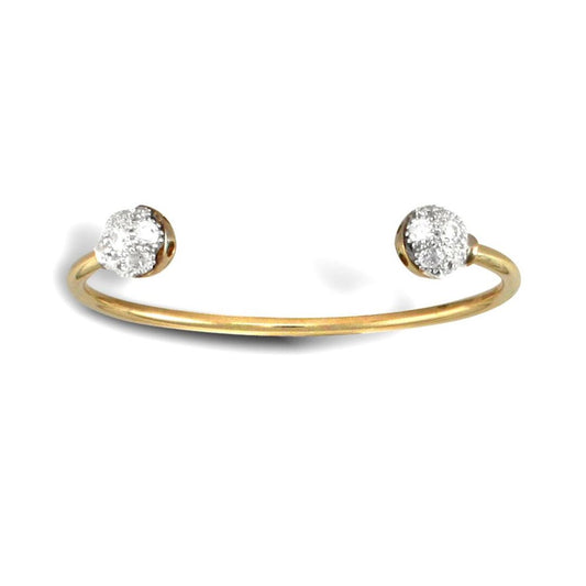 9ct Yellow and White Gold  CZ Collared Torque Baby Bangle Bracelet - JKB072