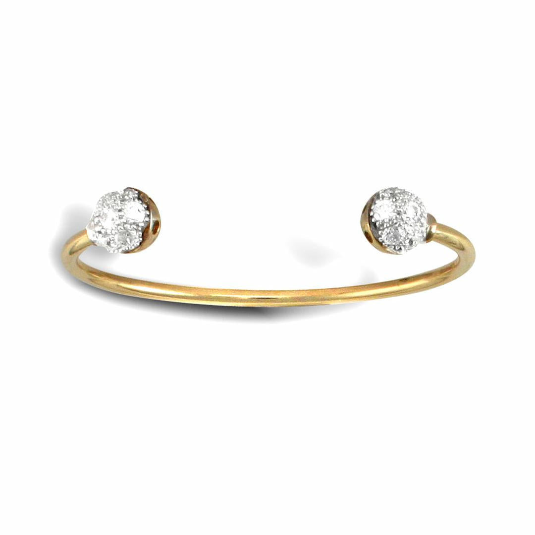 9ct Yellow and White Gold  CZ Collared Torque Baby Bangle Bracelet - JKB072