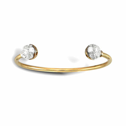 9ct Yellow and White Gold  CZ Collared Torque Baby Bangle Bracelet - JKB072