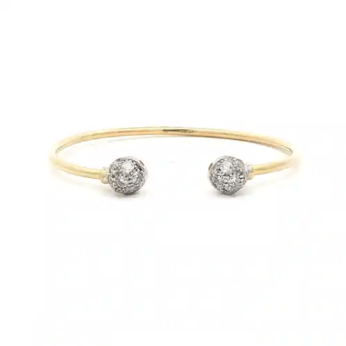 9ct Yellow and White Gold  CZ Collared Torque Baby Bangle Bracelet - JKB072