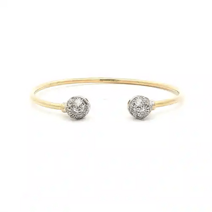 9ct Yellow and White Gold  CZ Collared Torque Baby Bangle Bracelet - JKB072