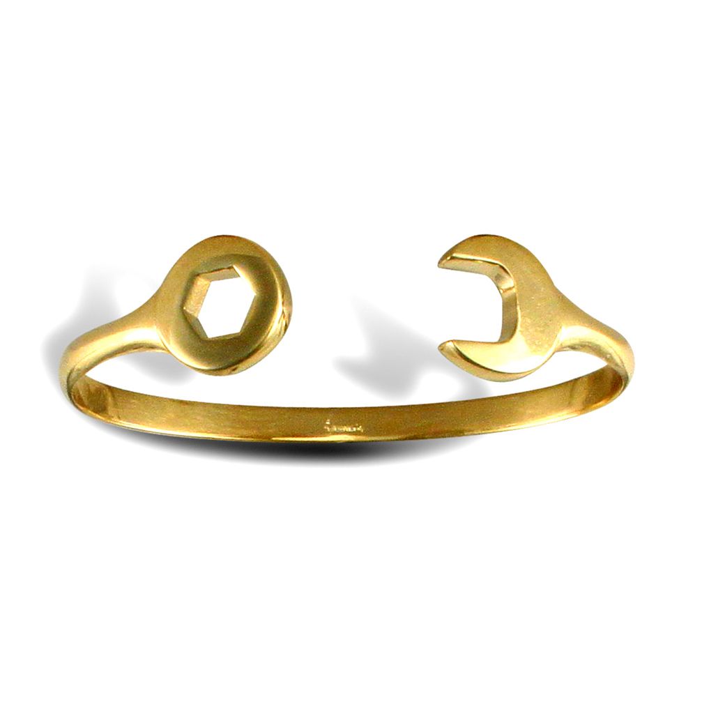 Solid 9ct Gold  Spanner Baby Bangle Bracelet - JKB073