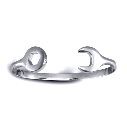 Solid 9ct White Gold  Spanner Baby Bangle Bracelet - JKB074