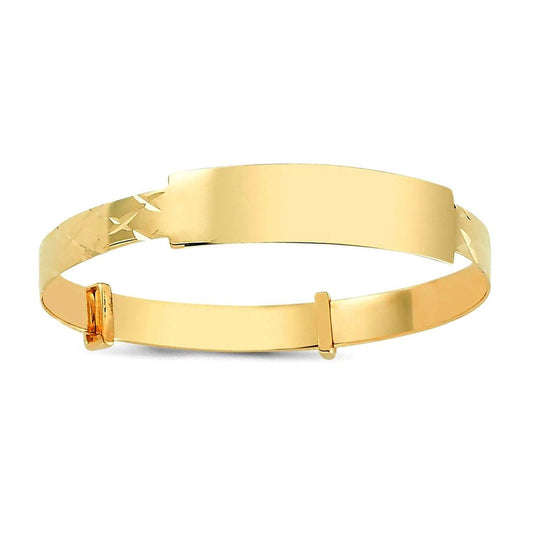 Solid 9ct Gold  Diamond Cut ID 5mm Expanding Baby Bangle Bracelet - JKB079