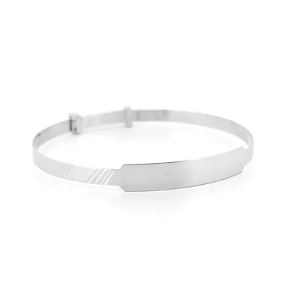 Solid 9ct White Gold  Ribbed ID 3mm Expanding Baby Bangle Bracelet - JKB082