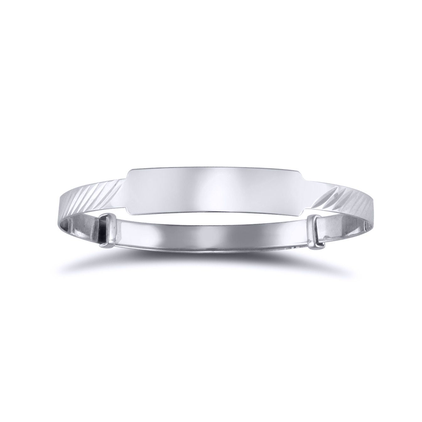 Solid 9ct White Gold  Ribbed ID 3mm Expanding Baby Bangle Bracelet - JKB082