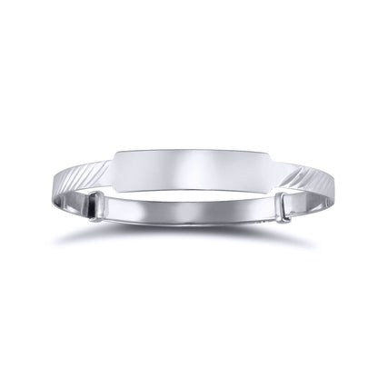 Solid 9ct White Gold  Ribbed ID 3mm Expanding Baby Bangle Bracelet - JKB082