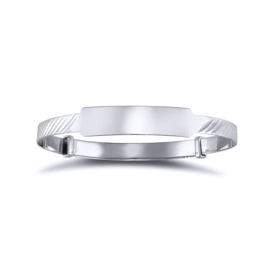Solid 9ct White Gold  Ribbed ID 3mm Expanding Baby Bangle Bracelet - JKB082