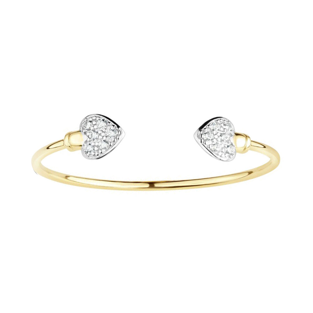 9ct Gold  CZ Pave Love Heart Spearhead Torque Baby Bangle Bracelet - JKB092