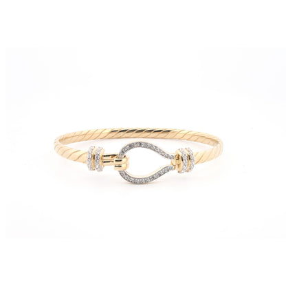 9ct Gold  CZ Hook Noose Rope Loop Stirrup 4mm Baby Bangle Bracelet - JKB096