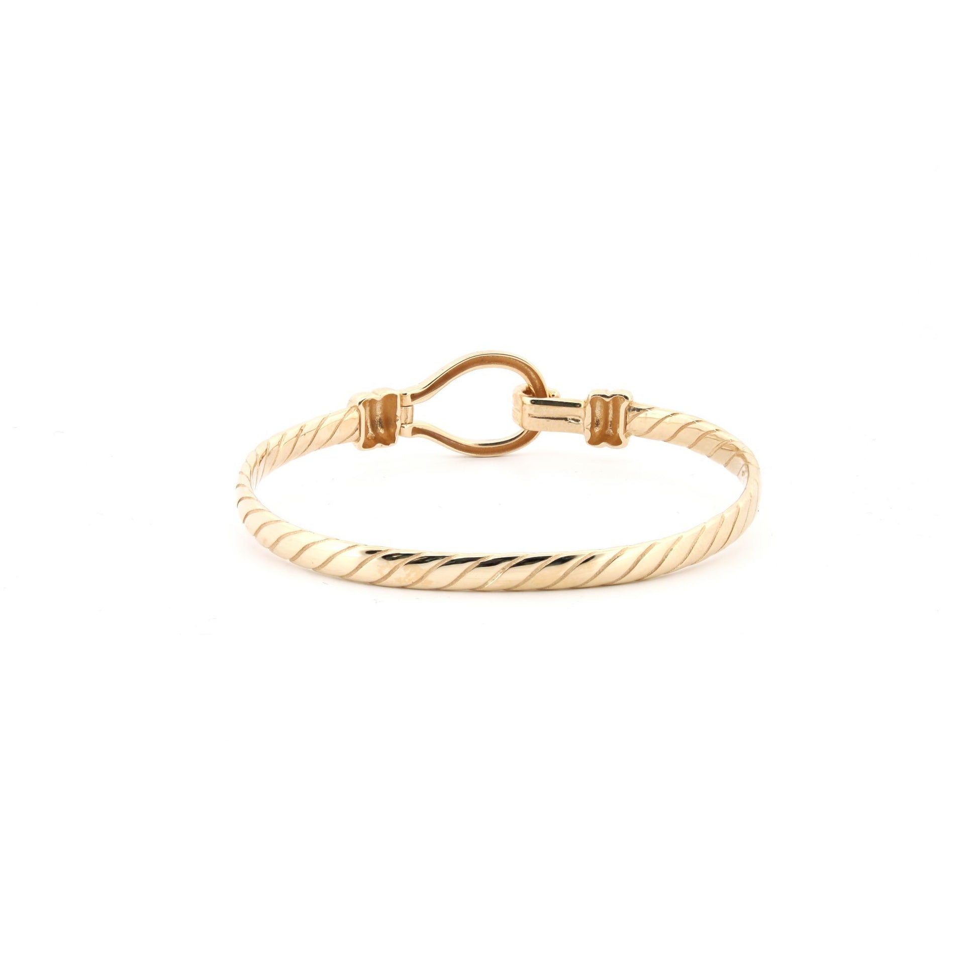 9ct Gold  Hook Noose Rope Loop Stirrup 3.5mm Baby Bangle Bracelet - JKB097