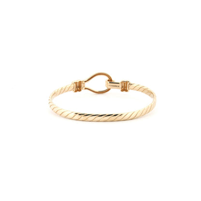 9ct Gold  Hook Noose Rope Loop Stirrup 3.5mm Baby Bangle Bracelet - JKB097