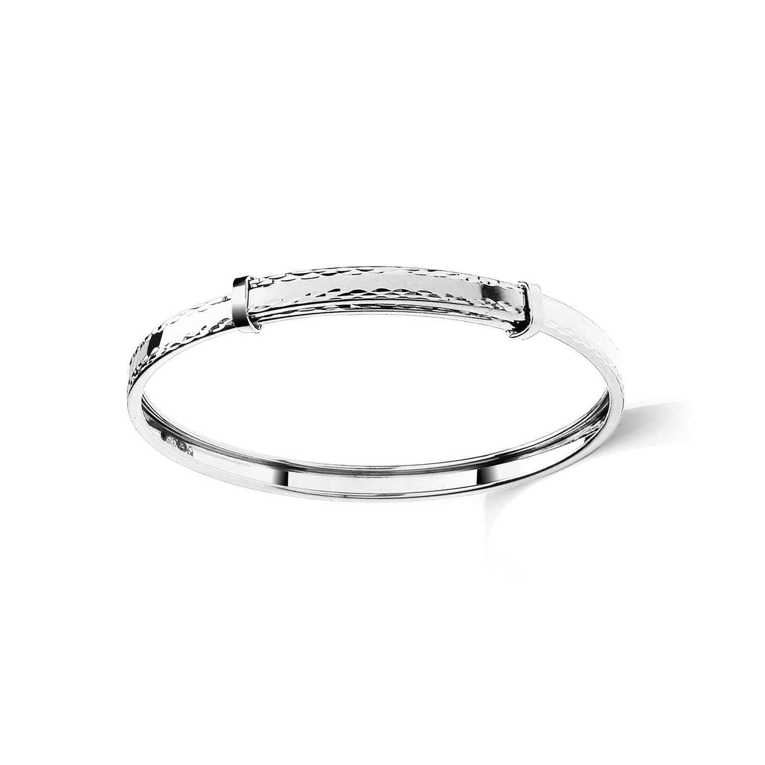 Kids 9ct White Gold  Channel Expandable 3mm Baby Bangle Bracelet - JKB112