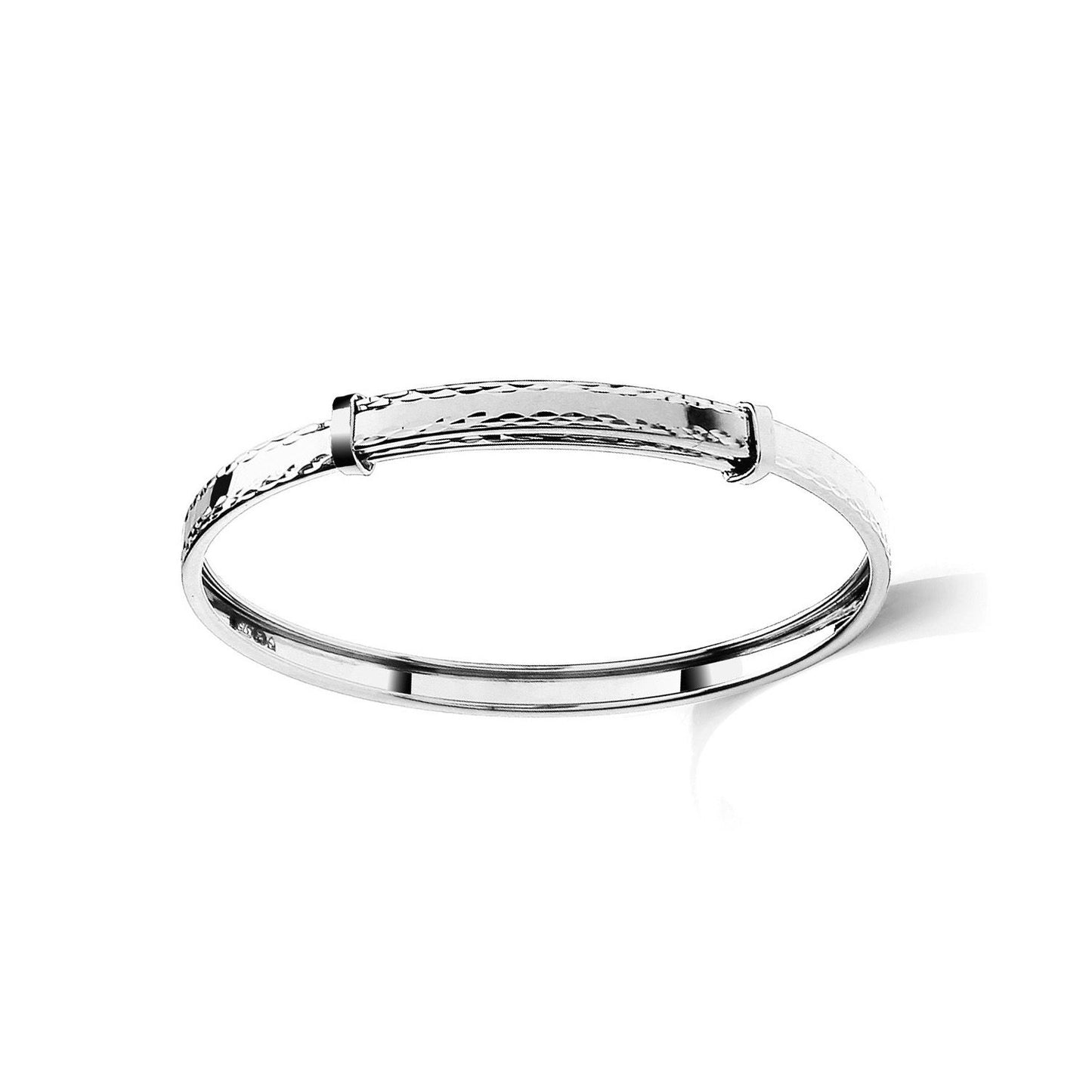 Kids 9ct White Gold  Channel Expandable 3mm Baby Bangle Bracelet - JKB112