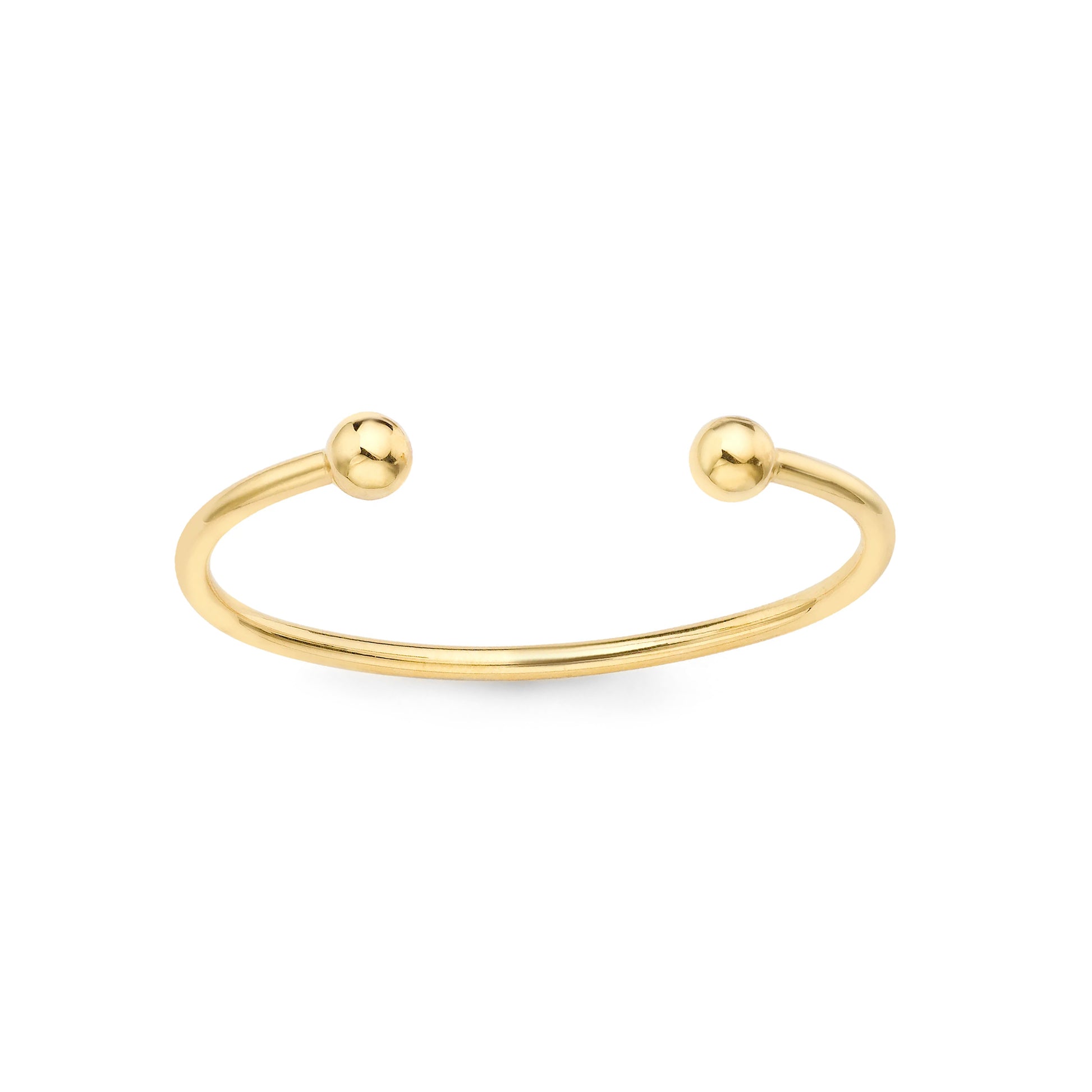 Teens 9ct Gold  Double Bead Torque 2.5mm Maiden Bangle Bracelet - JKB113