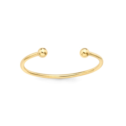 Teens 9ct Gold  Double Bead Torque 2.5mm Maiden Bangle Bracelet - JKB113