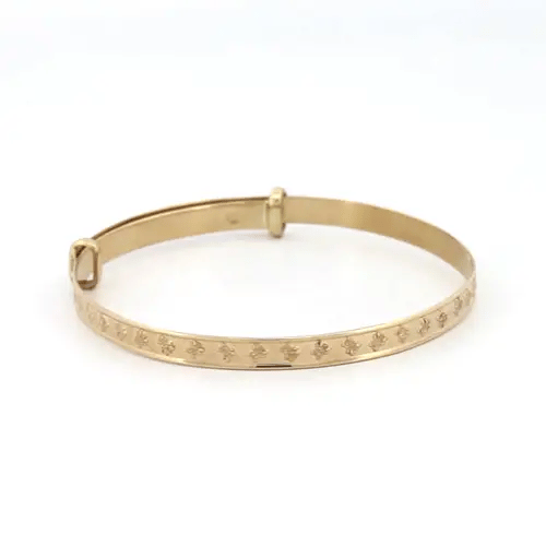 9ct Gold  Nursery Teddy Bear 3mm Expanding Baby Bangle Bracelet - JKB114