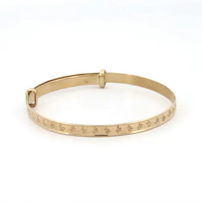 9ct Gold  Nursery Teddy Bear 3mm Expanding Baby Bangle Bracelet - JKB114