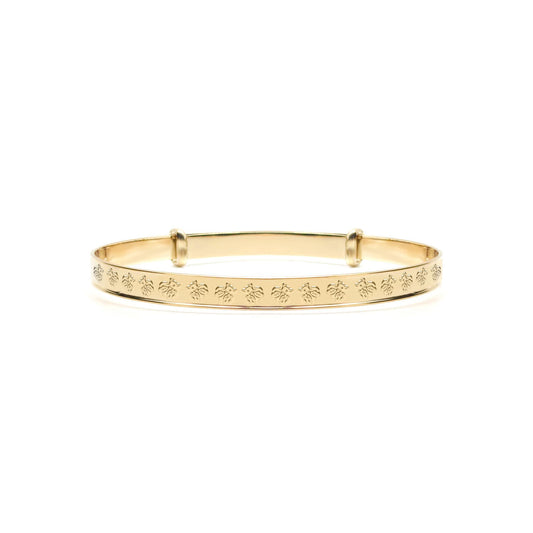 9ct Gold  Nursery Teddy Bear 3mm Expanding Baby Bangle Bracelet - JKB114