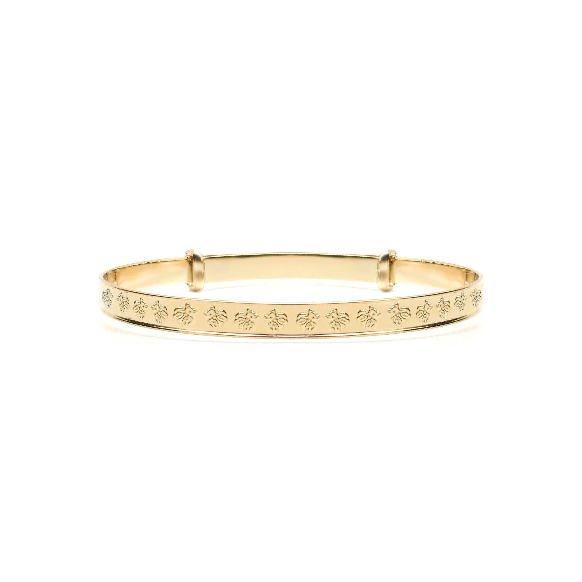 9ct Gold  Nursery Teddy Bear 3mm Expanding Baby Bangle Bracelet - JKB114