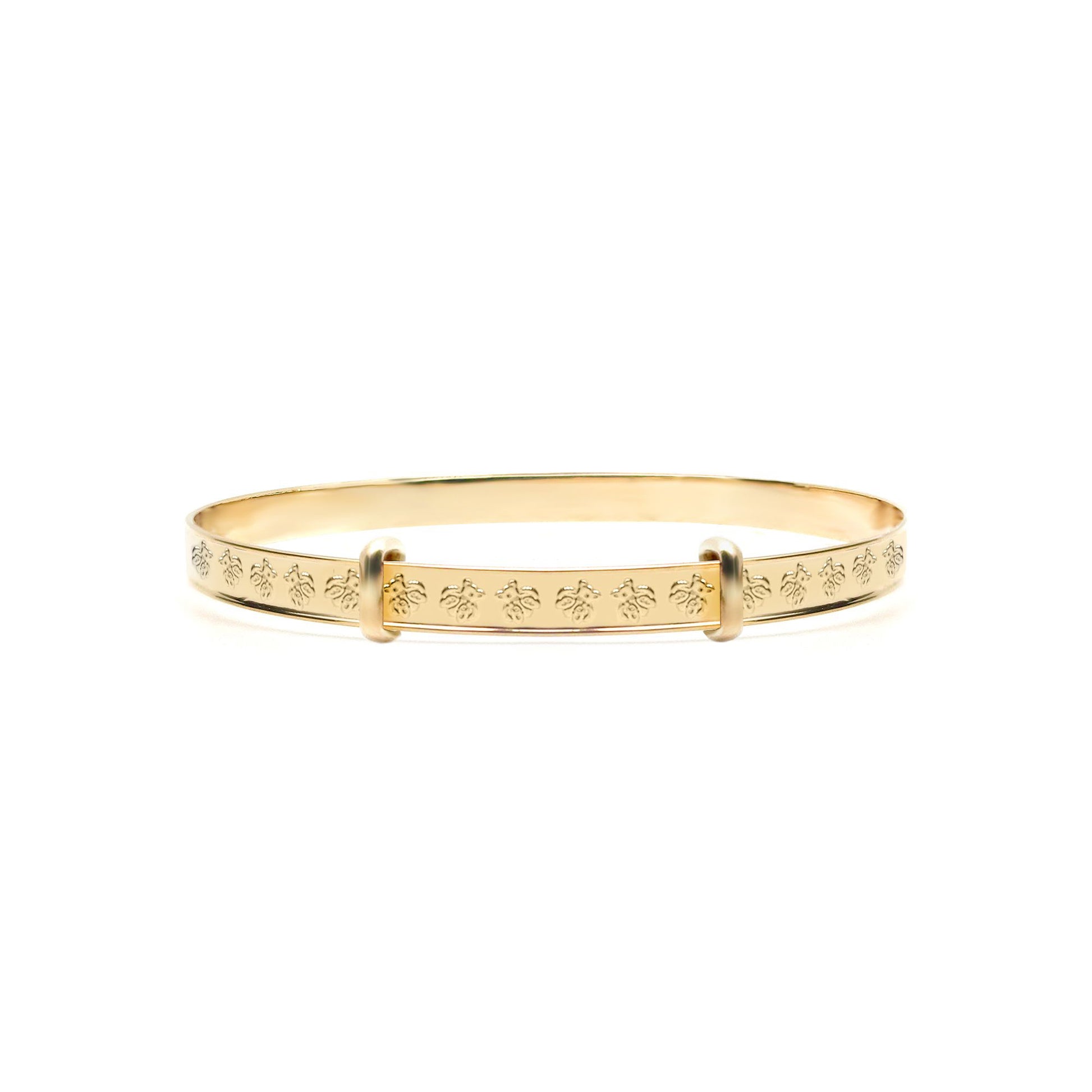 9ct Gold  Nursery Teddy Bear 3mm Expanding Baby Bangle Bracelet - JKB114
