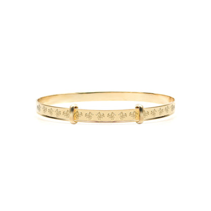9ct Gold  Nursery Teddy Bear 3mm Expanding Baby Bangle Bracelet - JKB114