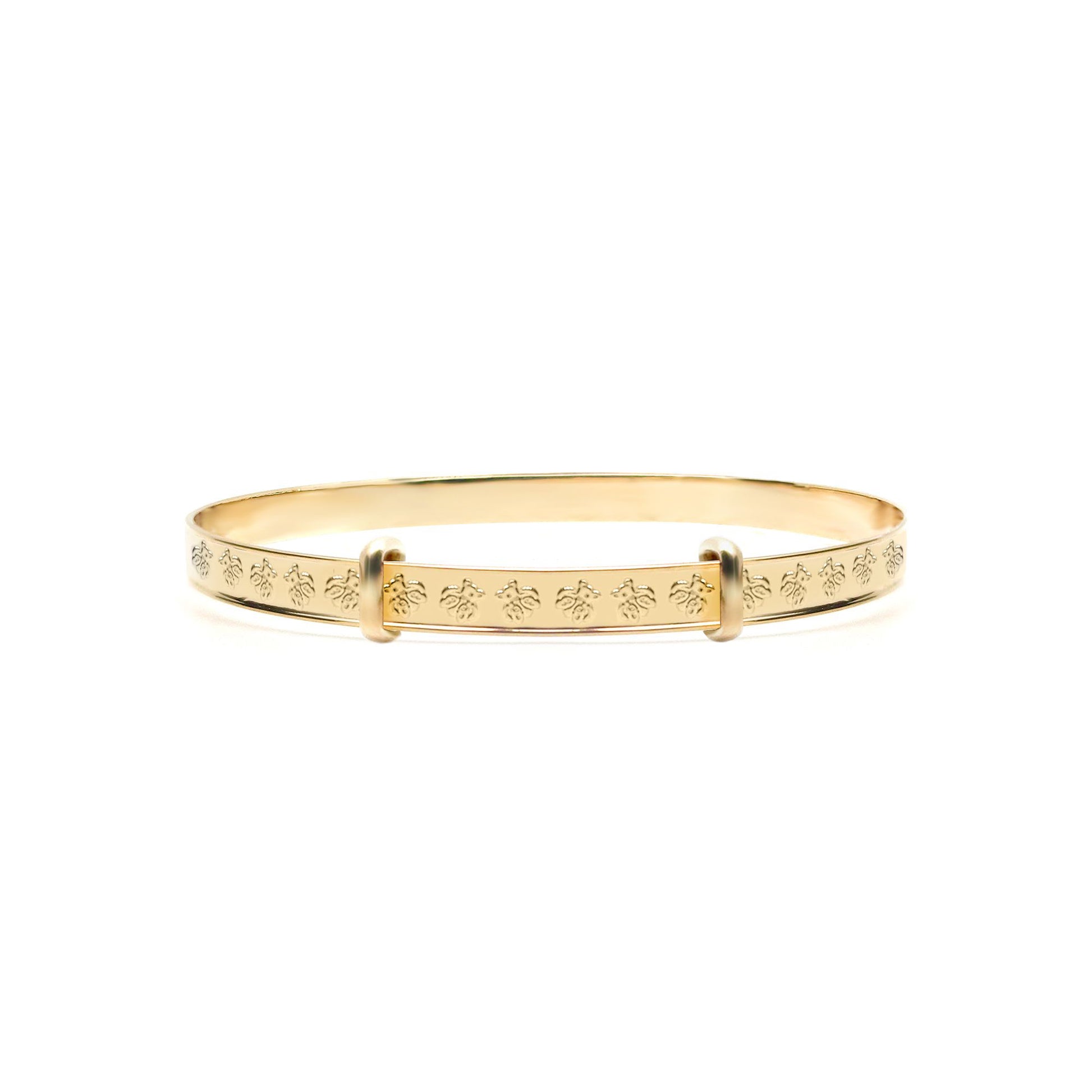 9ct Gold  Nursery Teddy Bear 3mm Expanding Baby Bangle Bracelet - JKB114