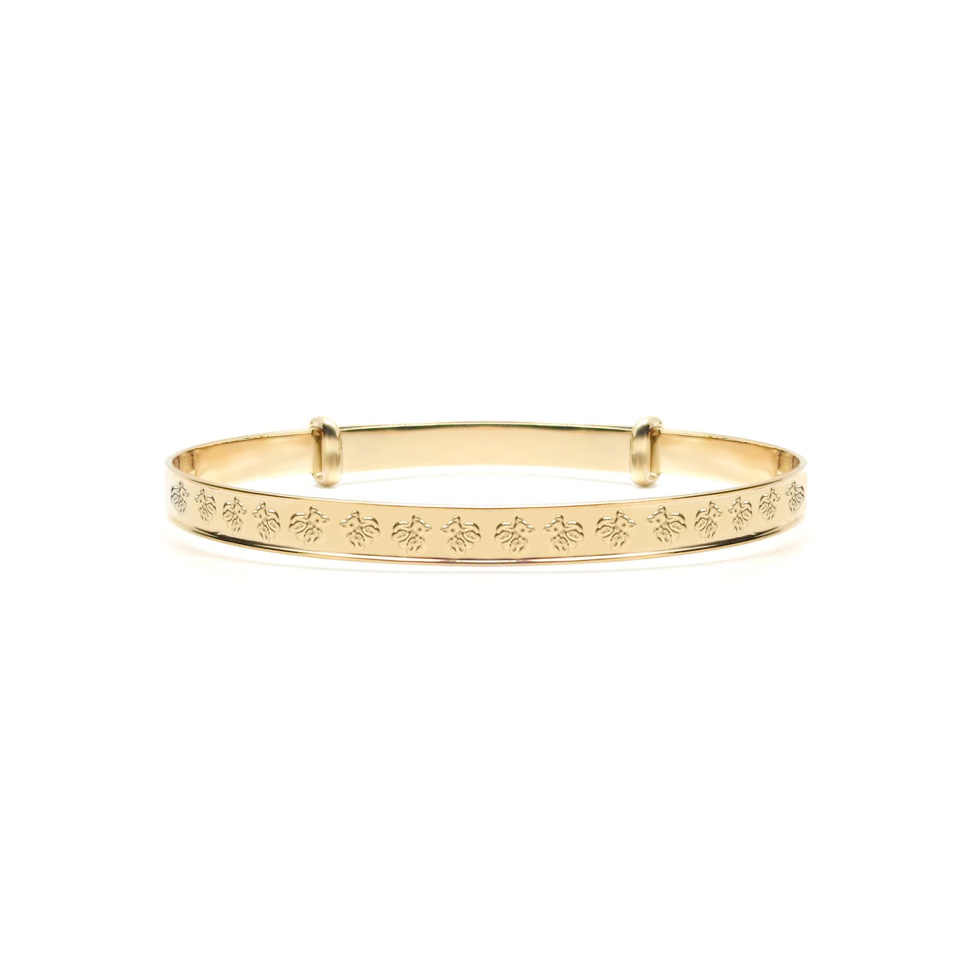 9ct Gold  Nursery Teddy Bear 3mm Expanding Baby Bangle Bracelet - JKB114