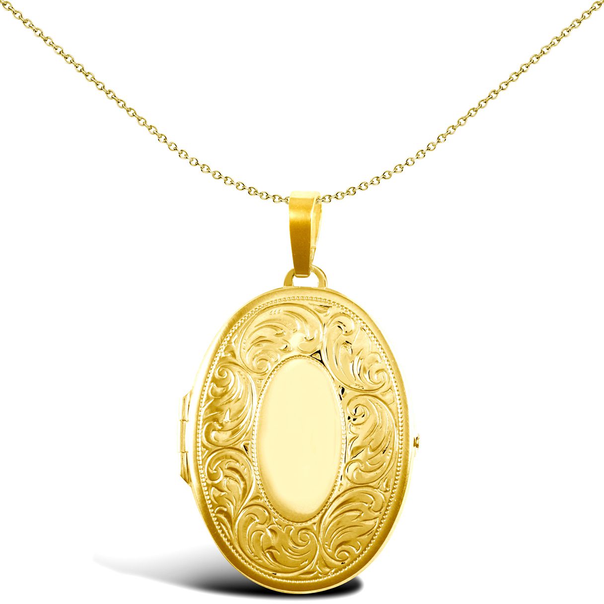 Ladies 9ct Gold  Floral Carved Oval Locket Pendant - JLC107