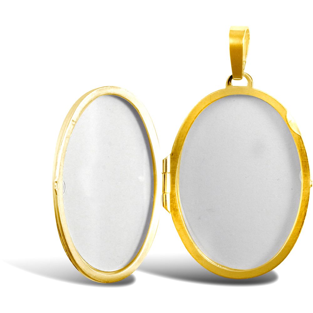 Ladies 9ct Gold  Floral Carved Oval Locket Pendant - JLC107