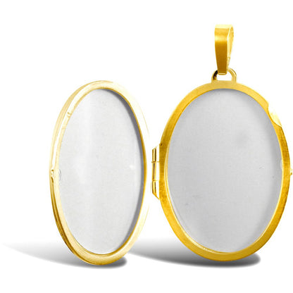 Ladies 9ct Gold  Floral Carved Oval Locket Pendant - JLC107