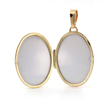 Ladies 9ct Gold  Floral Engraved Oval Locket Pendant - JLC108