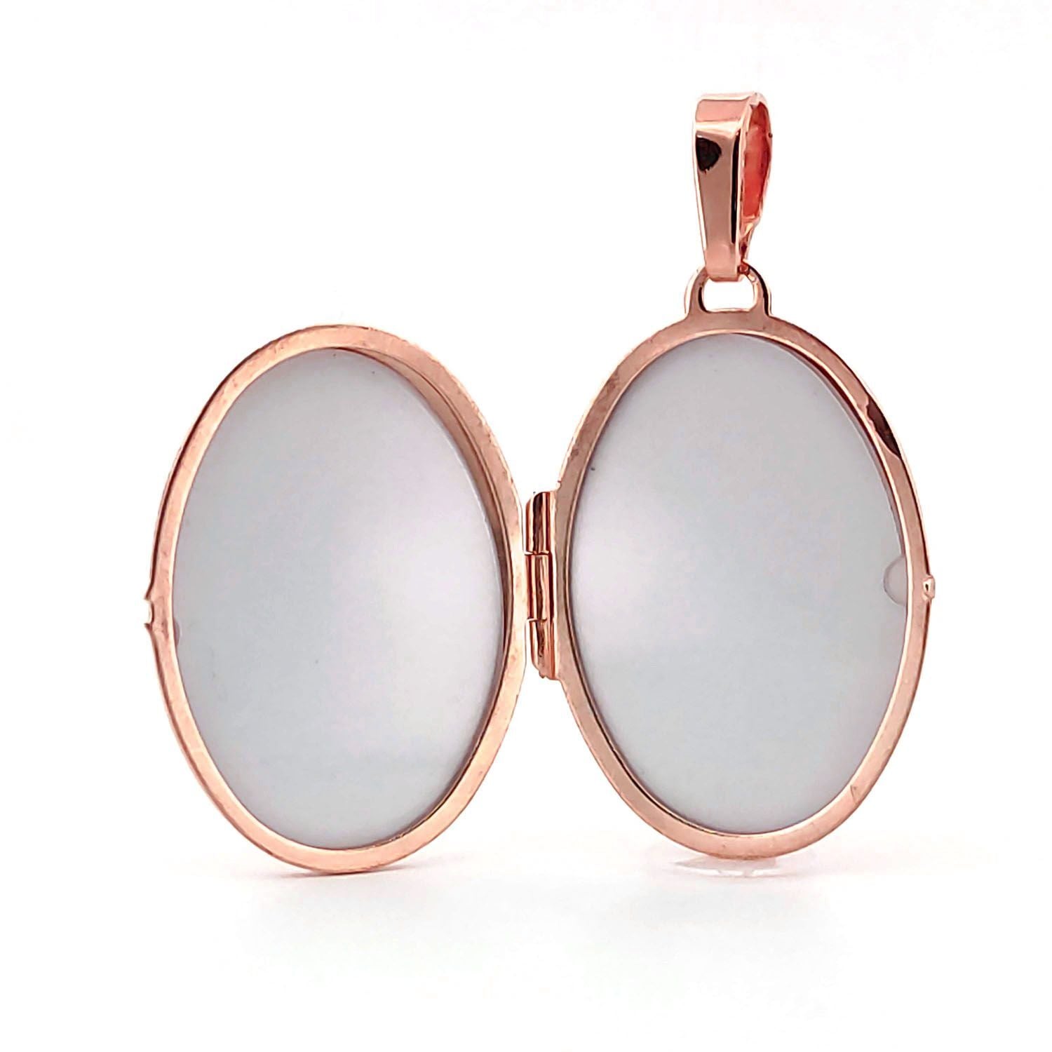 Ladies 9ct Rose Gold  Floral Engraved Oval Locket Pendant - JLC109