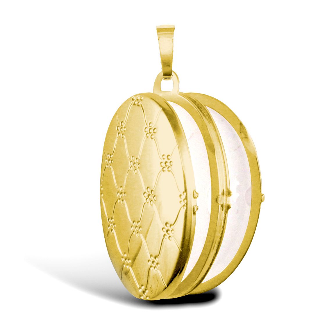 9ct Gold  Quilted Daisy Oval 4 Picture Family Locket Pendant - JLC120