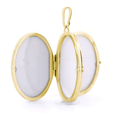 9ct Gold  Quilted Daisy Oval 4 Picture Family Locket Pendant - JLC120