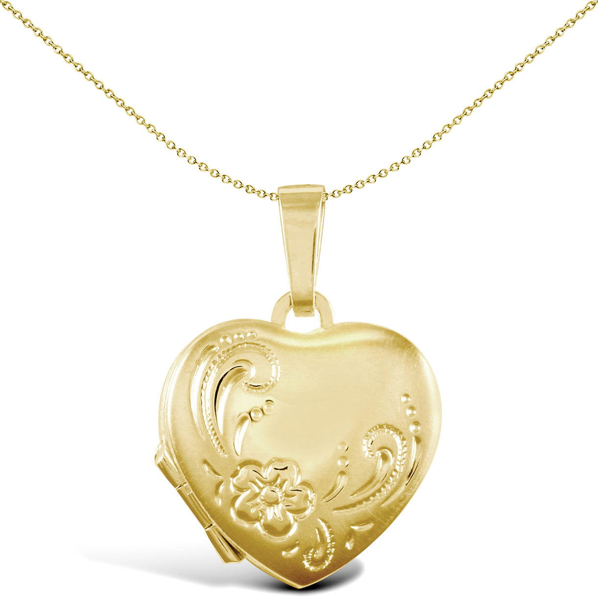9ct Gold  Engraved Love 4 Picture Family Locket Pendant - JLC123