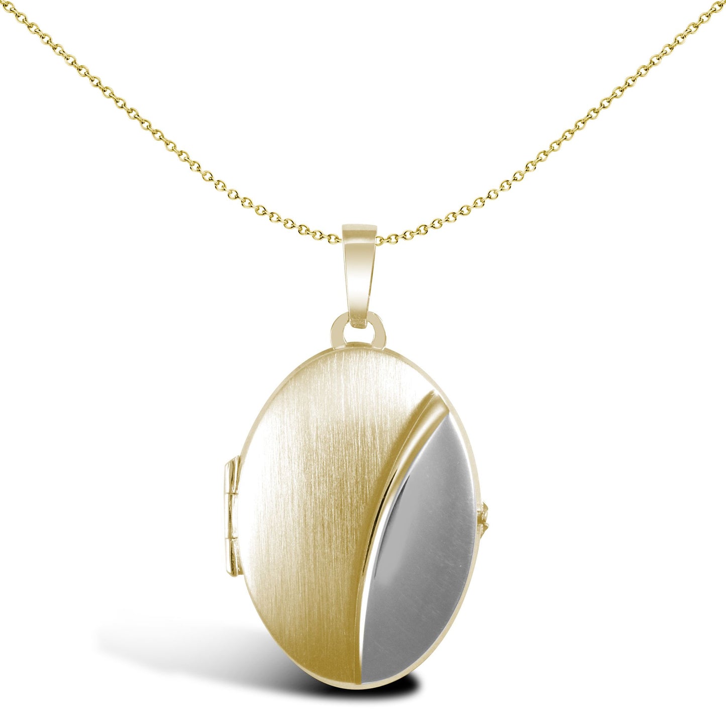 9ct 2-Colour Gold  Brushed Matte Oval Bean Locket Pendant - JLC124