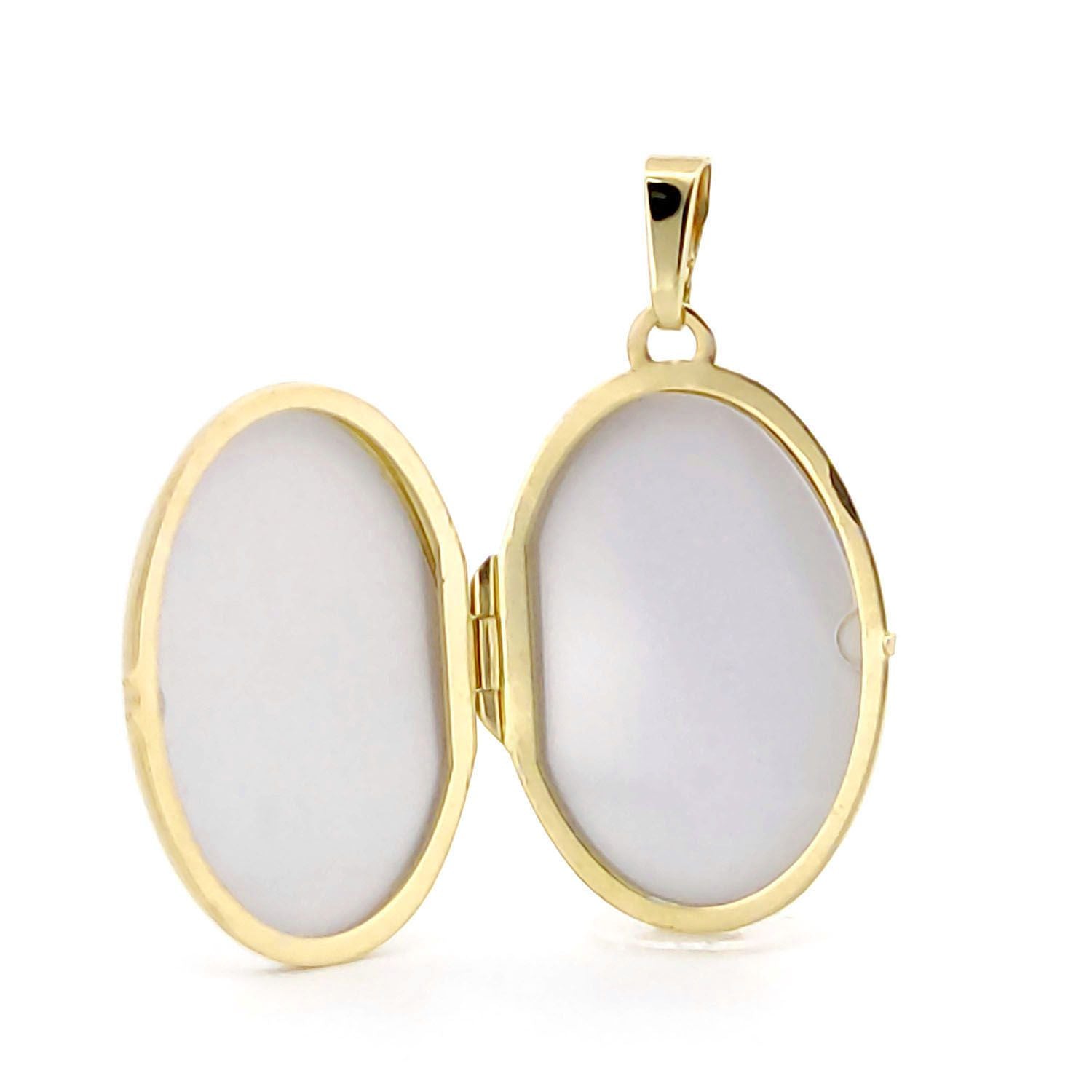 9ct 2-Colour Gold  Brushed Matte Oval Bean Locket Pendant - JLC124