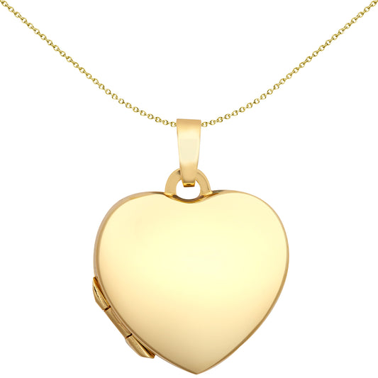 Ladies 9ct Gold  Polished Love Heart Locket Pendant, 17mm - JLC128