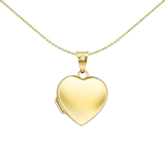 Ladies 9ct Gold  Polished Love Heart Locket Pendant, 16mm - JLC128