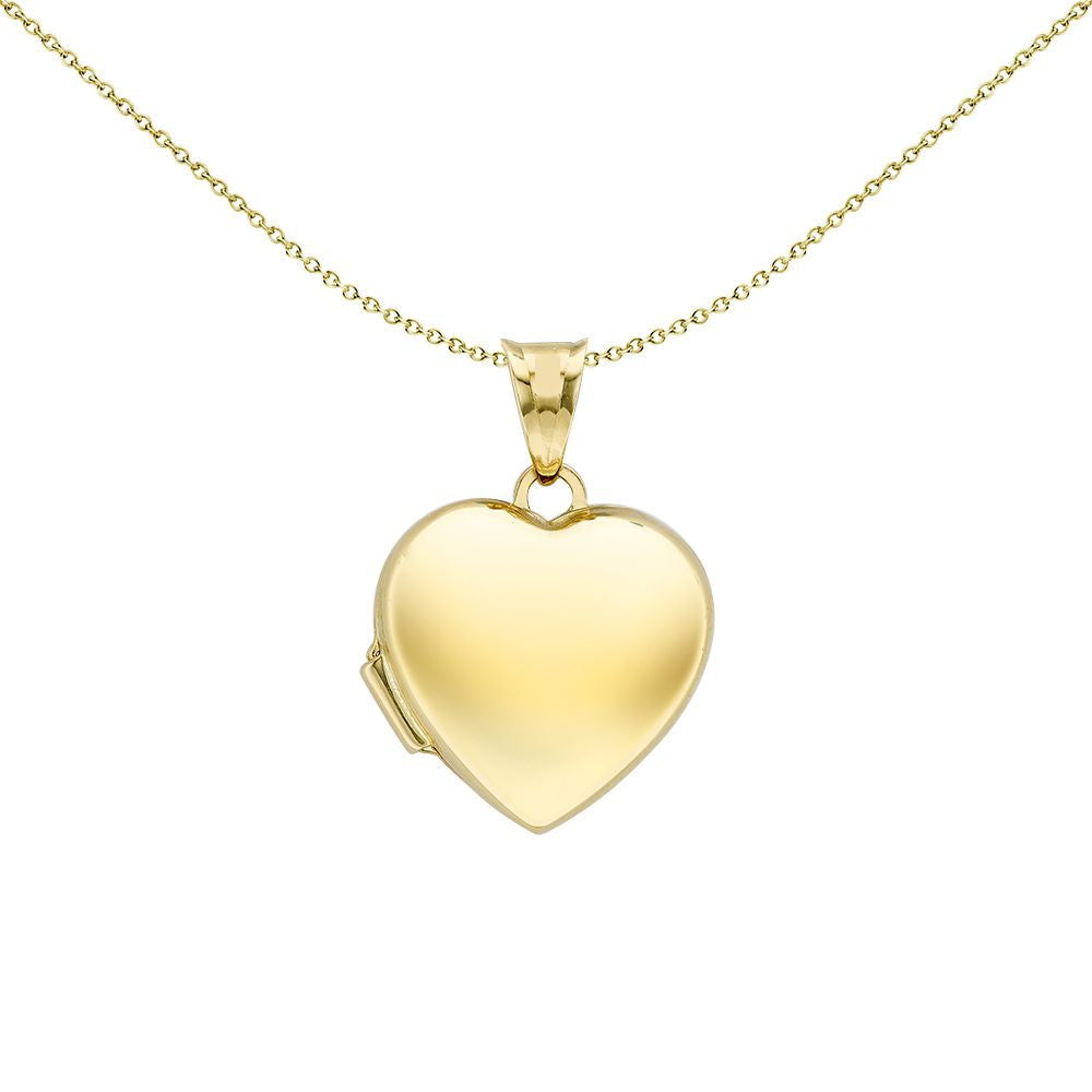 Ladies 9ct Gold  Polished Love Heart Locket Pendant, 16mm - JLC128