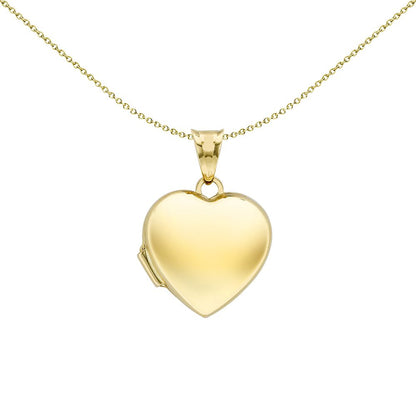 Ladies 9ct Gold  Polished Love Heart Locket Pendant, 16mm - JLC128