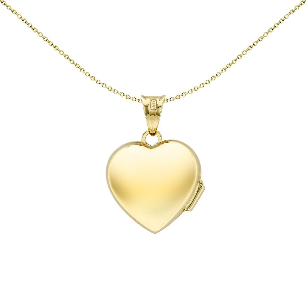 Ladies 9ct Gold  Polished Love Heart Locket Pendant, 16mm - JLC128
