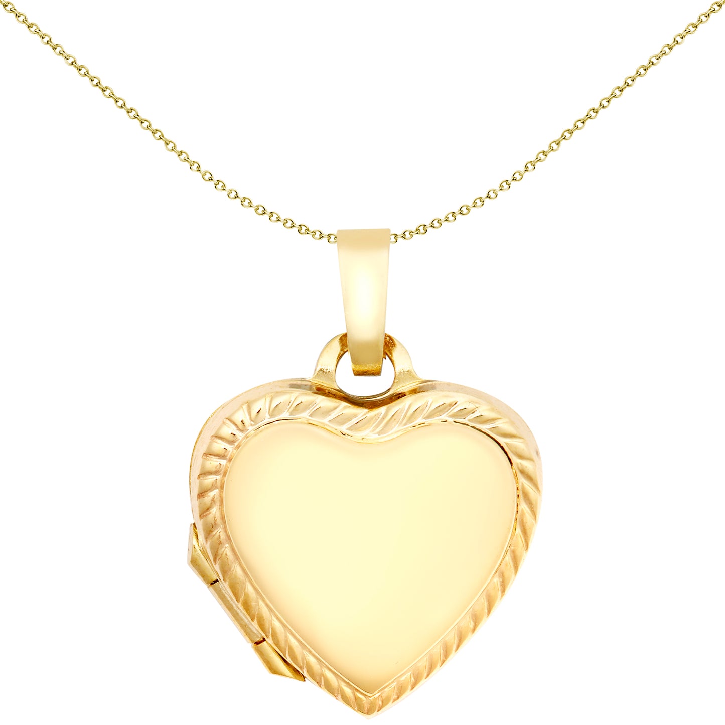 9ct Gold  Rope Love Heart Locket Pendant, 15mm - JLC129