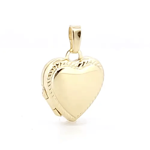 9ct Gold  Rope Love Heart Locket Pendant, 15mm - JLC129