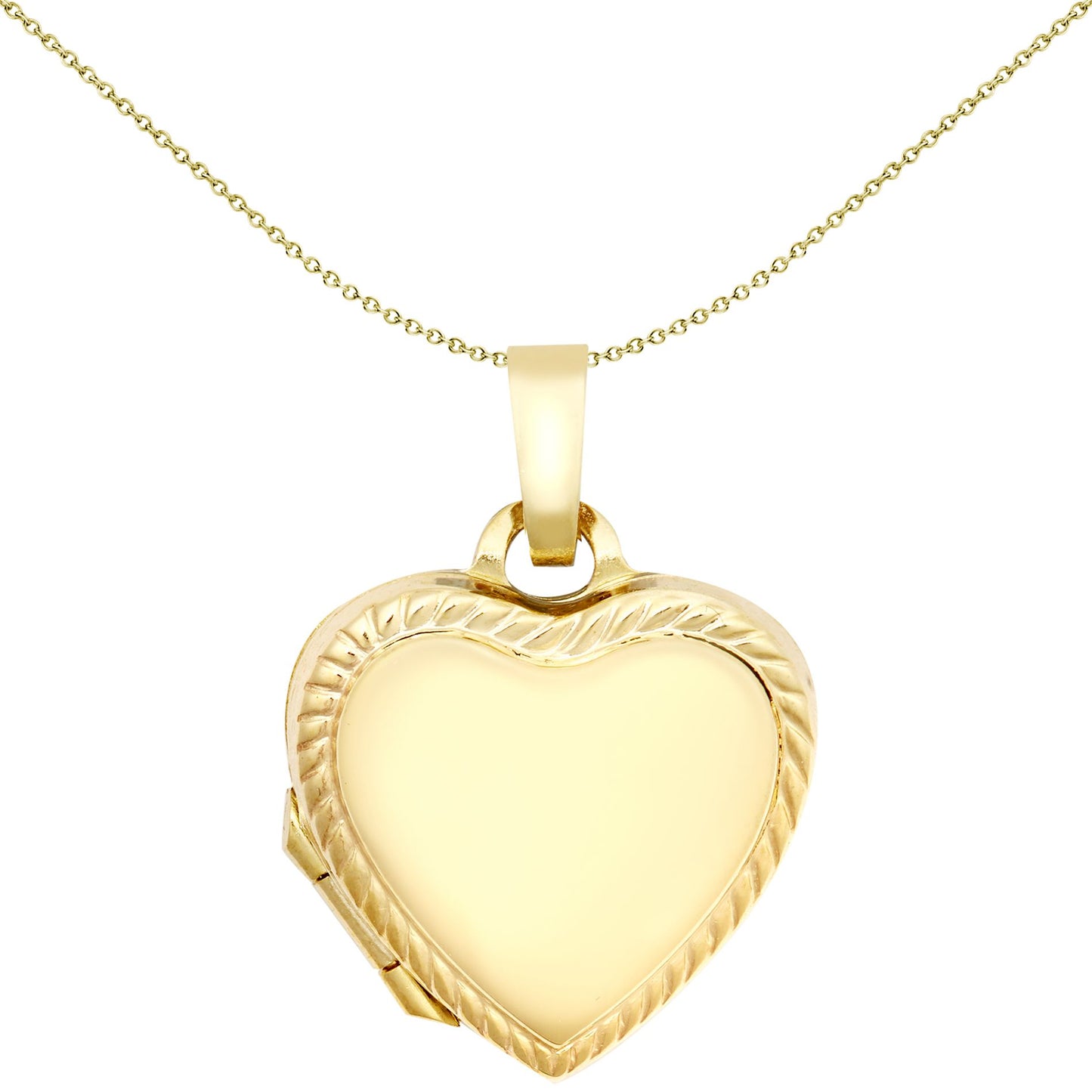 9ct Gold  Rope Love Heart Locket Pendant, 15mm - JLC129